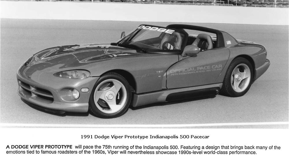 1991 Dodge Viper Prototype Indianapolis 500 Pacecar