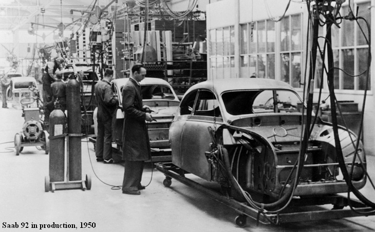 Saab 92 in production, 1950