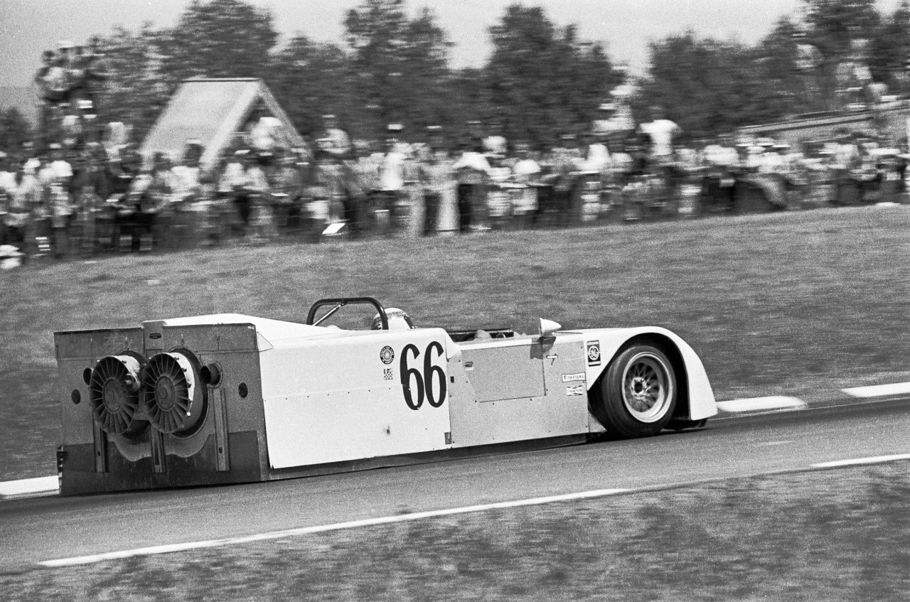 The 1970 Chaparral 2J, was one of the most radical race cars to ever hit the track. It used a separate engine to drive suction-generating fans that helped the car stick to the racetrack. – and was quickly banned.
