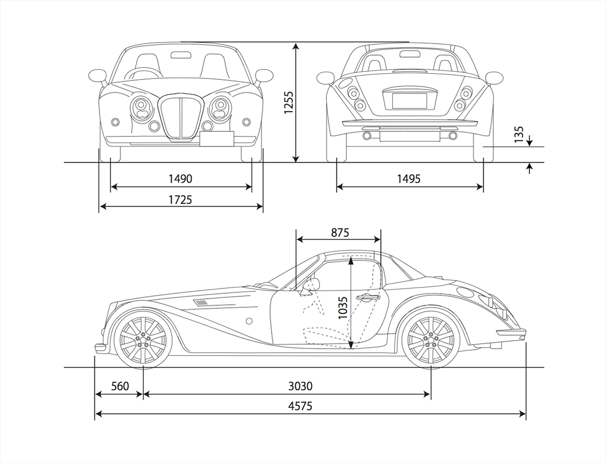 mitsuoka-roadster-dimensions