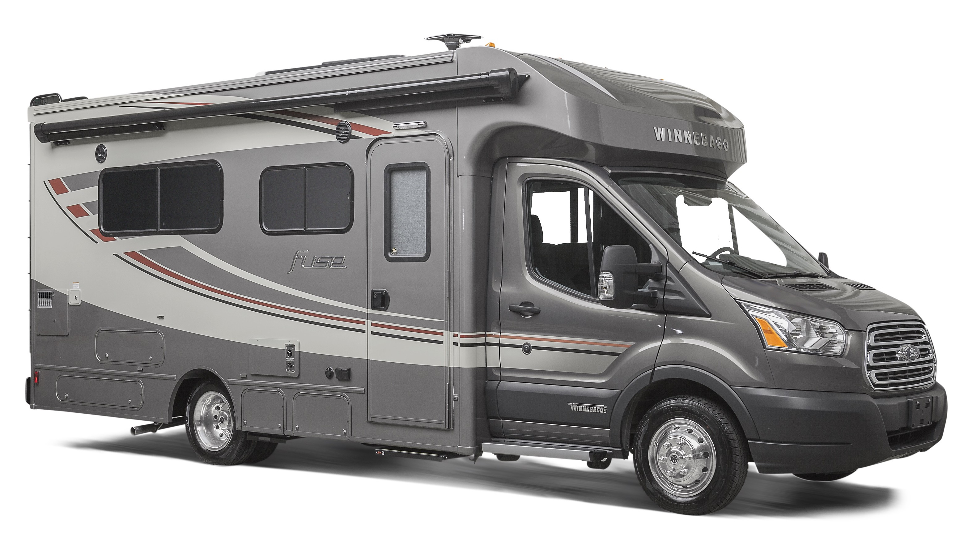 The Winnebago Fuse is one of the all-new motorhome models based on Ford Transit – America’s best-selling commercial van. Transit’s efficiency, comfortable ride and affordability make it a great choice as a motorhome for outdoor enthusiasts. Photo courtesy: Winnebago Industries