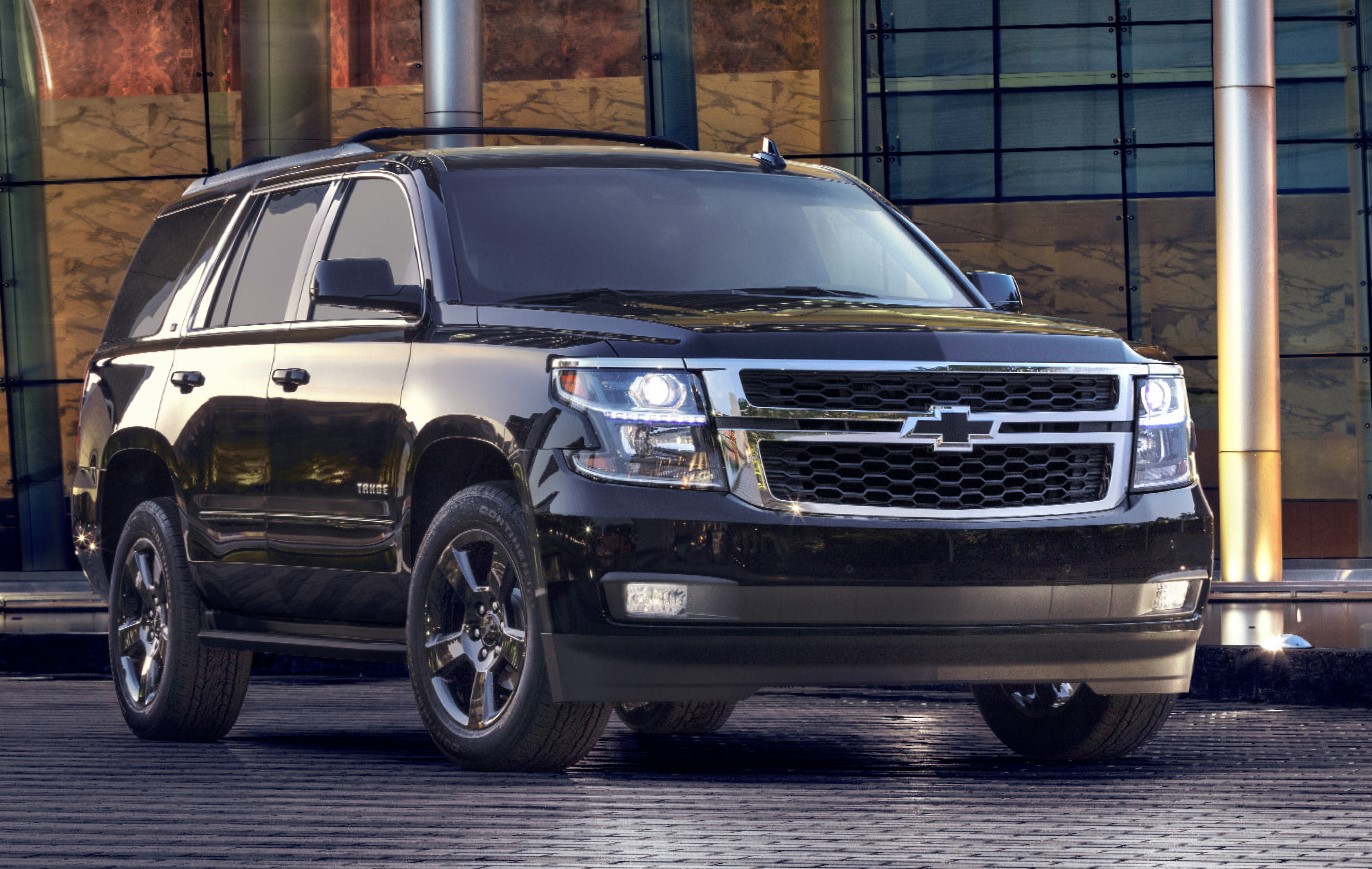 New for 2017, the Tahoe and Suburban LT models are offered with a Midnight Edition package. The LT Midnight includes all of the features found on both the LT trim levels of Suburban and Tahoe and adds 20” black wheels, all-season tires, roof rack cross rails, black assist steps and black Chevrolet “bow tie” logos.