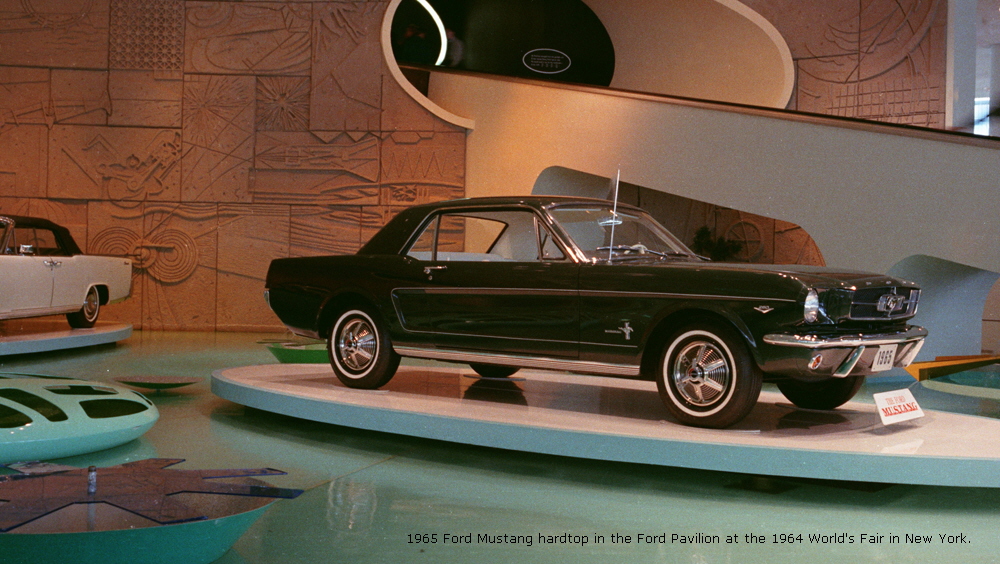 1965 Ford Mustang hardtop in the Ford Pavilion at the 1964 World's Fair in New York.